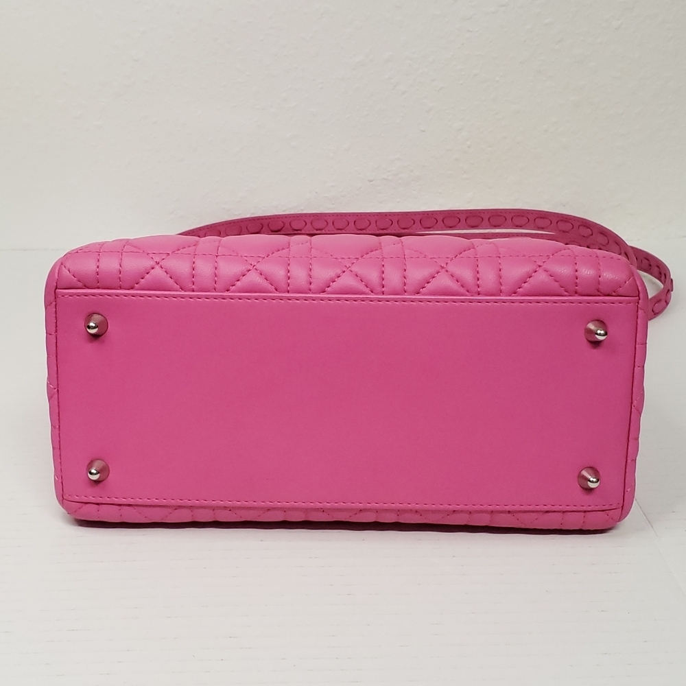 Authentic Dior Lady Dior Pink Cannage Leather Medium Bag - Picture 11 of 16